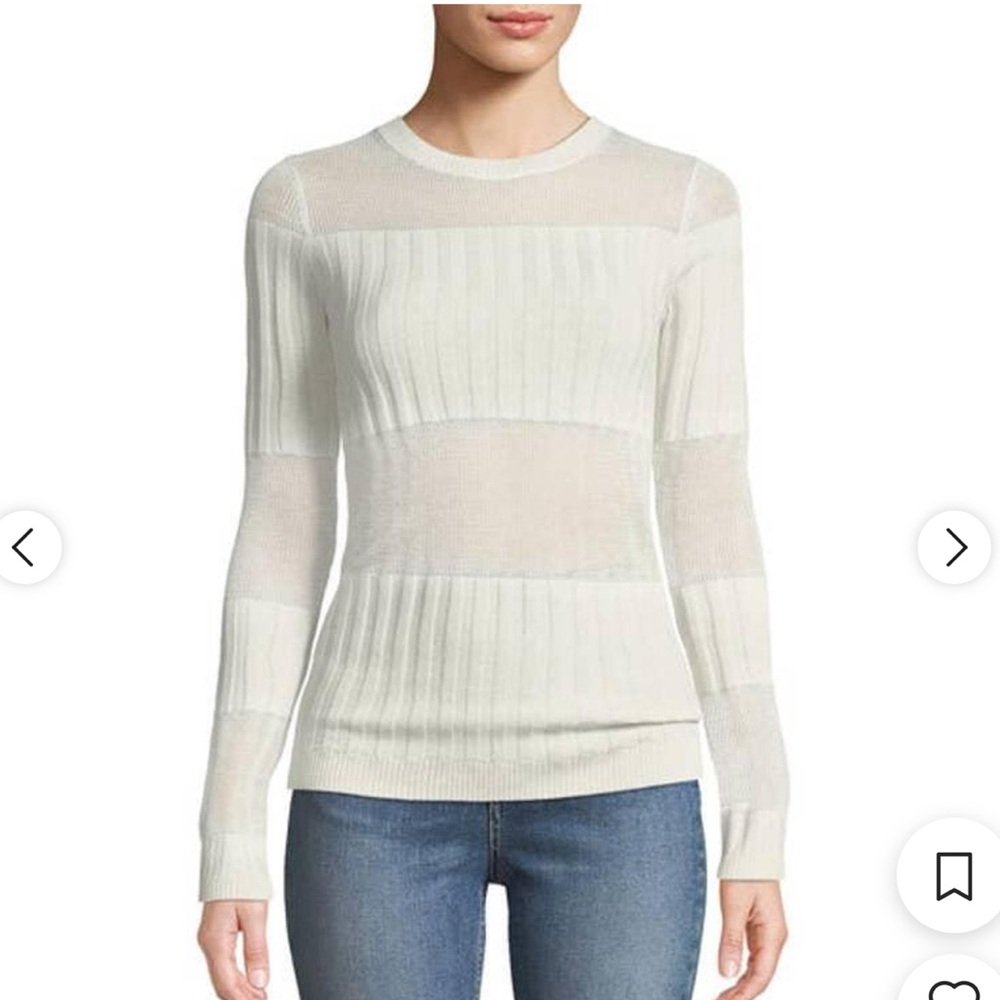 J Brand Women’s Cream Andrea Ribbed Silk & Blend Cashmere. Size L